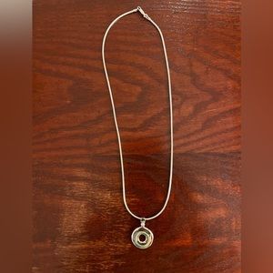 Silver Round Pendant with Small Diamond